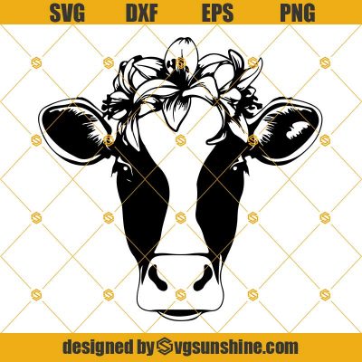 Cow Face Svg, Cow Head Svg, Cow with Flowers Svg, Cute Cow Svg, Heifer ...