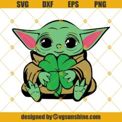 Irish Baby Yoda SVG, Baby Yoda Holding Lucky Clover SVG, Baby Yoda With Shamrock SVG, Happy St. Patrick's Day SVG