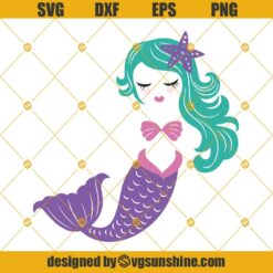 Mermaid SVG, Long hair mermaid SVG Silhouette & Cricut, Mermaid SVG PNG DXF EPS Clip Art