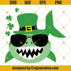 Happy St. Patrick's Day Shark Svg, Baby Shark Svg, Leprechaun Hat Shark Svg Png Dxf Eps Silhouette & Cricut Cut Files Clip Art
