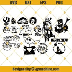 Star Wars SVG Bundle, The Mandalorian SVG, Baby Yoda Bundle SVG, Baby Yoda SVG, Baby On Board SVG PNG DXF EPS