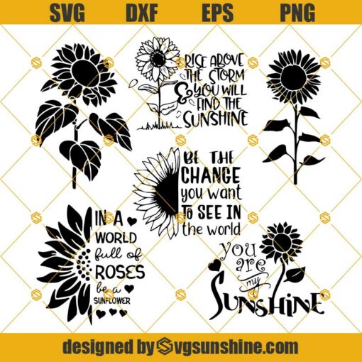 Sunflower SVG Bundle, Sunflower Quotes SVG, Sunflower SVG, Sunflower Cut File, You Are My Sunshine SVG