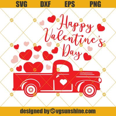 Valentine Truck SVG, Valentines Day SVG, Red Truck SVG, Truck With ...