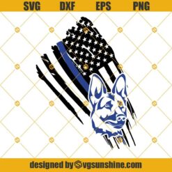 K-9 American Flag Thin Blue Line Distressed SVG DXF EPS PNG, Police SVG, Police K-9 SVG, Law Enforcement SVG, Thin Blue Line SVG, Dog K9 SVG