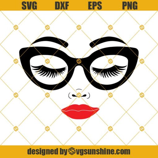 Woman face SVG, Face of women SVG ,Woman face vector, Women’s face SVG, Girl face cut file, Girl in glasses SVG, Girl with Lashes SVG, Women face PNG DXF EPS