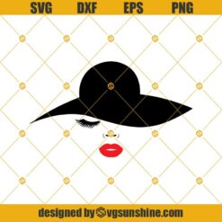 Woman with hat Svg, Woman face Svg, Eyelashes Svg, Women's face Svg, Woman face cut file, Women face Png, Eye lashes Svg
