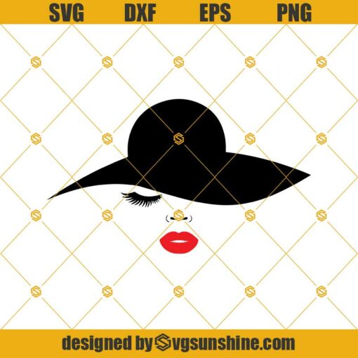Woman with hat Svg, Woman face Svg, Eyelashes Svg, Women’s face Svg, Woman face cut file, Women face Png, Eye lashes Svg