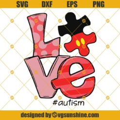 Love Autism Svg, Love Autism Disney Svg, Mickey Mouse Autism Svg, Autism Awareness SVG, Autism Puzzle Svg, Autism Heart Puzzle Svg