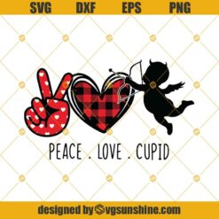 Peace Love Cupid SVG, Valentine SVG, Happy Valentine's Day SVG, Cupid SVG, Love Heart SVG