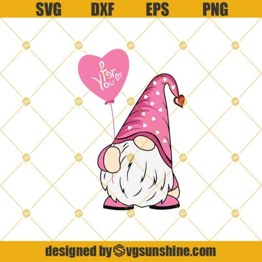 Valentines Day Gnome SVG, Valentine SVG, Gnome With Heart SVG, EPS, PNG, DXF