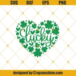 Lucky Heart SVG, Lucky SVG, St Patrick's Day SVG, Shamrock SVG, Lucky Clover SVG, St Paddy Day SVG, Clover SVG, St Patricks Shirt SVG
