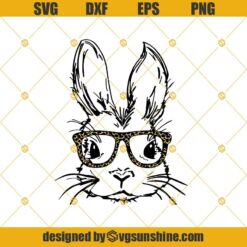 Easter Bunny With Glasses SVG, Bunny With Glasses SVG, Cute Easter SVG, Bunny SVG, Easter SVG DXF EPS PNG Cut Files Clipart Cricut Silhouette