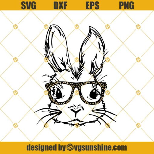 Easter Bunny With Glasses SVG, Bunny With Glasses SVG, Cute Easter SVG, Bunny SVG, Easter SVG DXF EPS PNG Cut Files Clipart Cricut Silhouette