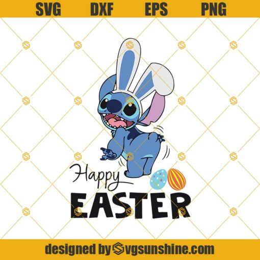 Stitch Happy Easter SVG, Disney Easter Egg SVG, Lilo & Stitch Easter SVG, Easter Stitch Bunny SVG, Stitch SVG
