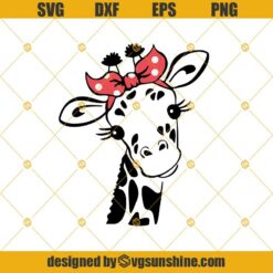 Giraffe With Bandana SVG, Giraffe SVG, Cute Giraffe SVG Cut File For Cricut Silhouette Vector SVG DXF EPS PNG