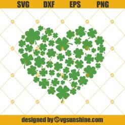 Heart Of Shamrocks St Patrick’s Day SVG, St Patricks Day SVG, Shamrock SVG, Clover Heart SVG Cut File, Silhouette Cameo, Cricut