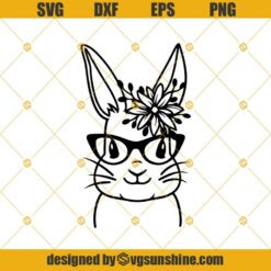 Rabbit Face SVG, Easter Bunny SVG, Rabbit Cut File, Rabbit With Glasses SVG Files For Cricut And Silhouette, Bunny Face SVG