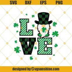 St Patricks Day Gnome Love SVG, St Patrick's Day SVG, Love Shamrock SVG, Gnome SVG, Lucky SVG, Irish Gnomes With Shamrock SVG EPS DXF PNG Cut Files For Cricut, Silhouette