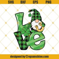 St Patricks Day Gnome SVG, St Patricks SVG, Gnome SVG, Plaid Gnome SVG, Love Gnome SVG, Gnome With Shamrock SVG