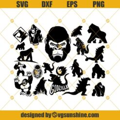Godzilla SVG Bundle, King Kong SVG Bundle, Godzilla SVG PNG DXF EPS Silhouette, Godzilla logo, King Kong SVG, Gorilla SVG