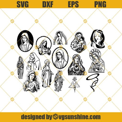 Virgin Mary SVG, Mary Mother Of Jesus SVG Bundle, PNG DXF EPS Vector ...