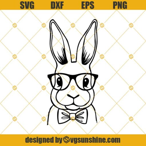 Rabbit Face SVG, Rabbit With Glasses SVG, Rabbit Cut File, Easter Bunny SVG, Bunny With Glasses SVG, Bunny Rabbit SVG