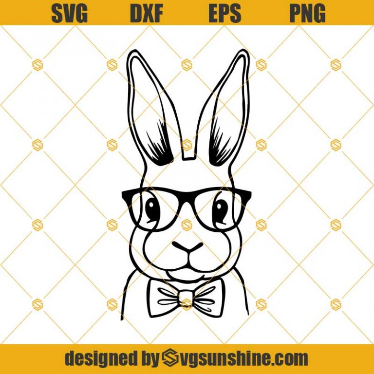 Rabbit Face SVG, Rabbit With Glasses SVG, Rabbit Cut File, Easter Bunny ...