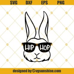 Bunny Hip Hop SVG, Cool Bunny SVG, Happy Easter SVG, Bunny Clipart, Easter SVG, Sunglasses Bunny SVG, Bunny With Glasses SVG
