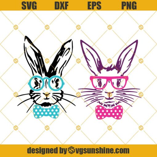 Easter Rabbit With Glasses, Easter Bunny With Glasses, Bunny SVG
