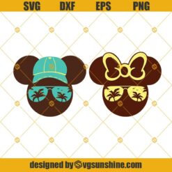 Mickey Head Cap And Sunglasses Summer Beach SVG, Mickey And Minnie SVG Bundle