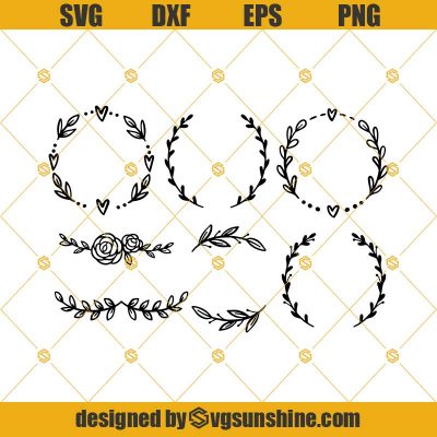 Laurel Wreaths SVG Bundle, Circle Border Wreath SVG, Monogram SVG ...