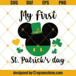 Mickey My First St Patricks Day SVG, Clover Lucky SVG, Luck Irish Clover SVG, Mikey Head SVG
