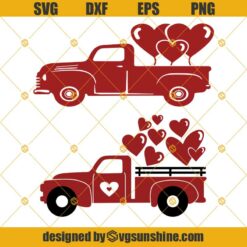 Valentine’s Day Red Truck SVG Bundle, Vintage Red Truck SVG DXF EPS PNG Cut Files Clipart Cricut Silhouette