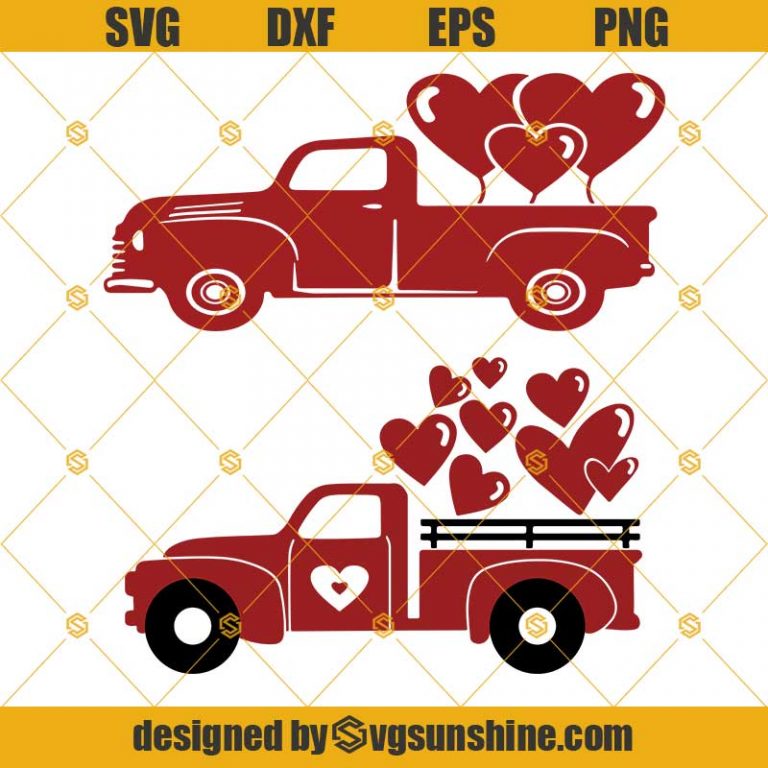 Valentine's Day Red Truck SVG Bundle, Vintage Red Truck SVG DXF EPS PNG ...