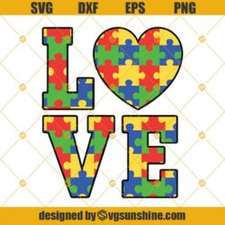 Autism Love SVG, Autism SVG, Autism Clipart, Autism Puzzle Love SVG, Autism Awareness SVG