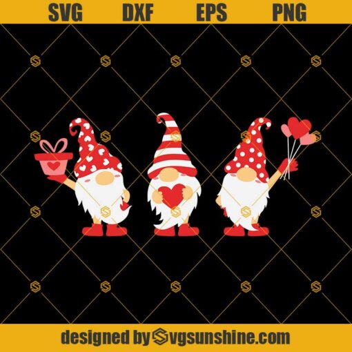 Three Gnomes SVG, Happy Valentines Day SVG, Valentines Gnomes Hearts SVG, Love SVG, Gnome SVG Gnomies SVG