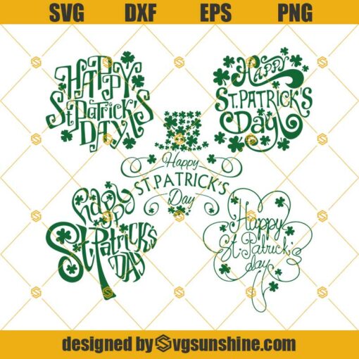 Happy St. Patrick’s Day SVG Bundle, Happy St Patricks Day PNG DXF SVG EPS File For Silhouette Cameo Cricut, Leprechaun SVG, Shamrock SVG