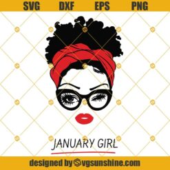 January Girl SVG, Woman With Glasses SVG , Girl With Bandana SVG, Blink Eyes SVG