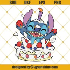 Stitch SVG, Birthday SVG, Cake SVG, Lilo & Stitch SVG, Disney SVG