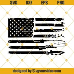 Fishing and Hunting SVG, American Flag Fish and Hunt Design with Fishing Pole SVG, Hunting Riffle SVG, Fishing SVG, Hunting SVG