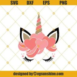 Valentine Unicorn SVG, Heart Unicorn SVG, Unicorn SVG DXF EPS PNG Cut Files Clipart Cricut Silhouette