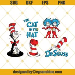 Dr Seuss Svg Bundle, The Cat In The Hat Svg, Thing 1 Thing 2 Svg, Dr Seuss Hat Svg, Dr Seuss Svg