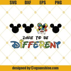Dare To Be Different Svg, Magical World Disney Autism Awareness Month Svg, Mickey Mouse Autism Svg Png Dxf Eps