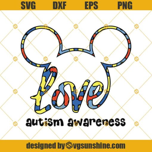 Mickey Love Autism Svg, Autism Awareness Month Svg, Mickey Mouse Svg, Autism Mouse Svg