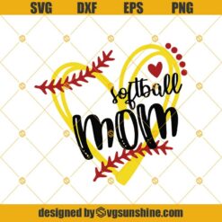 Softball Svg, Softball Mom Svg, Softball Cutting File, Heart Frame Softball, Dxf Pattern, Svg Pattern, Clipart Instant Download