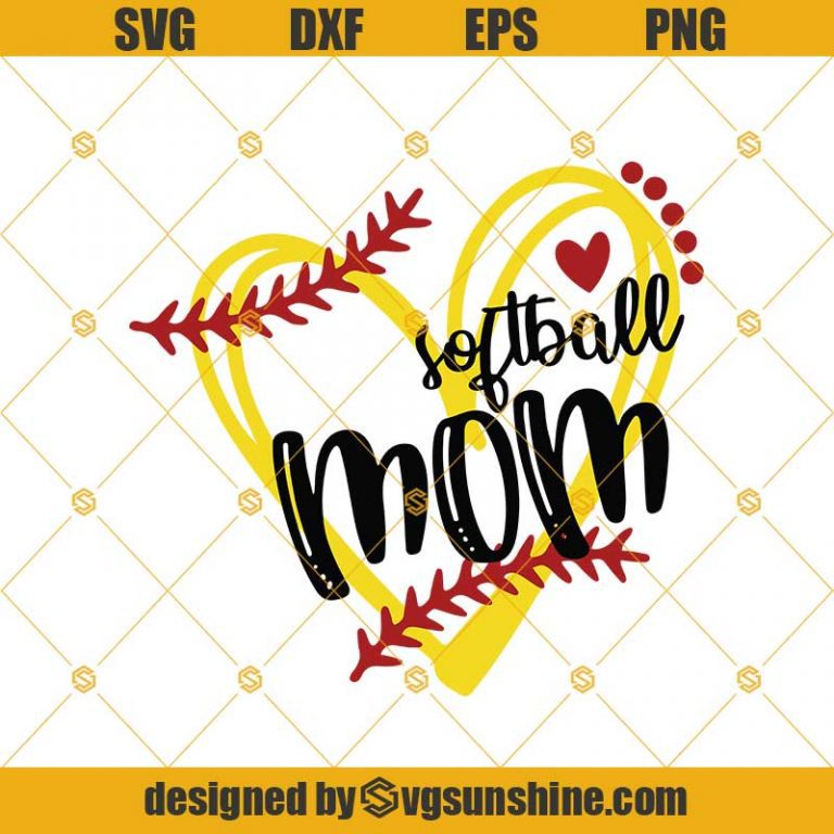 Softball Svg, Softball Mom Svg, Softball Cutting File, Heart Frame ...