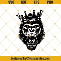 King Gorilla Svg, Strong Face with Crown Clipart