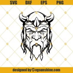 Head Of Odin Norse God Front View Black And White Viking Celtic Svg, Wodan Cut File Woden Svg Dxf Png Eps Cricut Digital File