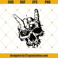 Rockers Skull Svg File, Rock Hand Sign Skull Svg Clipart, Skull Clipart, Skull Png Dxf Eps, Punkrock Sign Png, Rock Hand Skull Dxf Cutting Cameo Cricut File