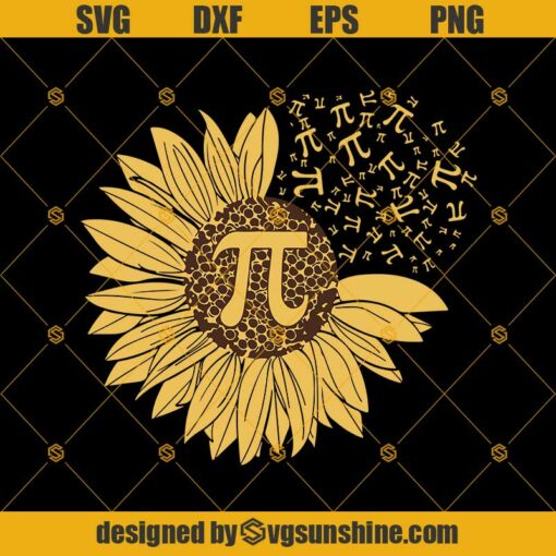 Pi Day Sunflower Svg, 3,14 Pi Number Symbol Math Science Svg Png Dxf Eps Cut Files Vinyl Clip Art Download, Happy Pi Day Svg